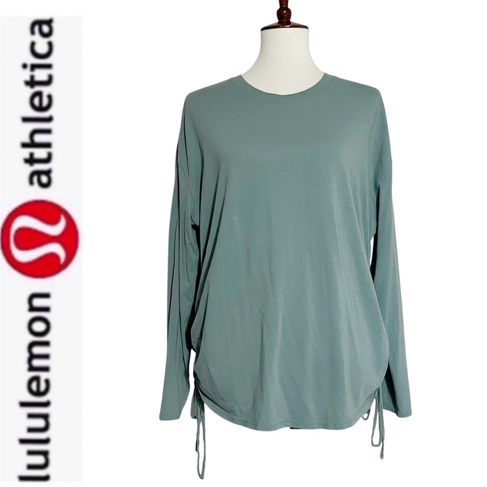 Lululemon Pima Cotton Side-Cinch Long Sleeve‎ Tidewater Teal Size 12